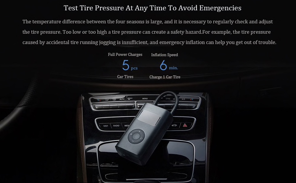 Xiaomi Mi Portable Electric Pump - Bezdrátová přenosná pumpička auto pneu